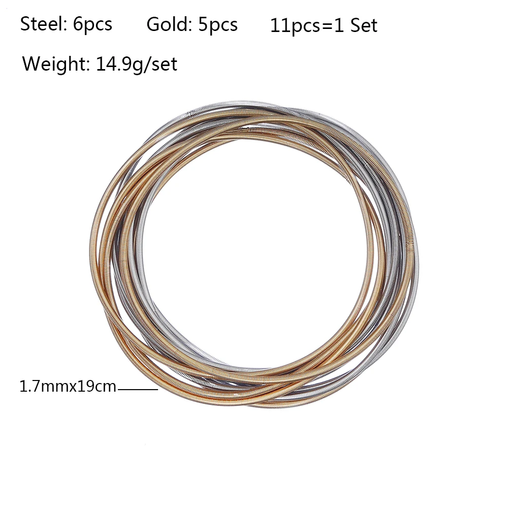 Metal Stainless Steel Waterproof Spring Mixed Color Expandable Bracelet Classic Guitar String Annular Charm Jewelry Unisex Gifts 6