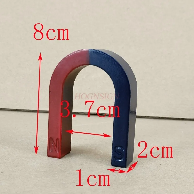 Magnete A Ferro Di Cavallo A U - 40mm Rosso/Blu Per Esperimenti Di Fisica E Didattica