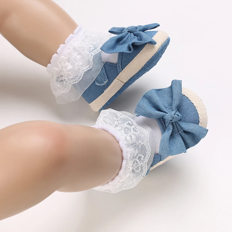 0-18 months cute baby shoes summer small fresh blue bow princess shoes sandals soft and comfortable soles slip walking shoes 6