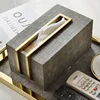 European Leather Tissue Box Modern Desktop Pumping Boxes Texture Bedroom Tissues Organizer Creative Home Decoration Ornaments 1
