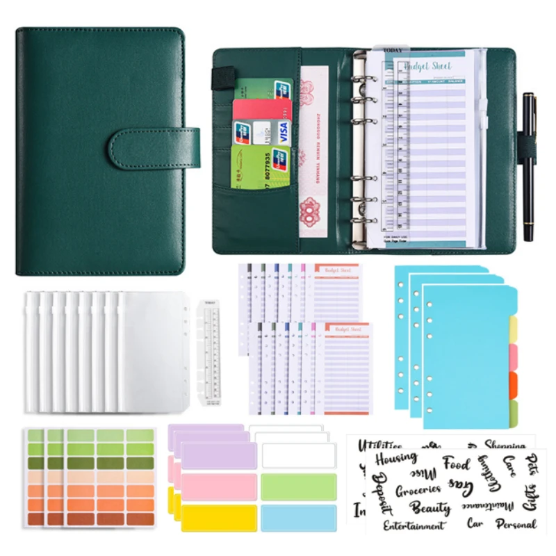 

A6 Budget Binder Notebook with Binder Pocket and Zipper Bag - Perfect for Financial Planning Money Budget Saving Bill Organizer