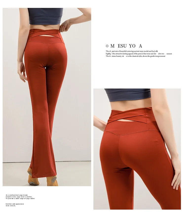 Women Solid Color High Bow Waist Flare Leggings Pants Long Pants Thin Yoga  Dance Trousers Wide Leg for Yoga Running Jogging Gymn