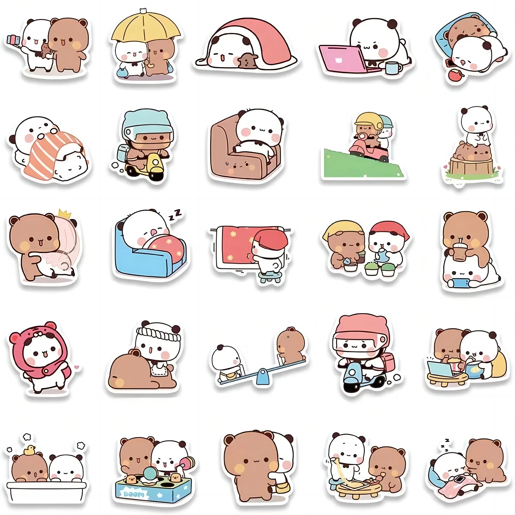 Decorative stickers 50pcs Bubu and Dudu Stickers Cute Bear Couple DIY Toy Doodles Decorative Graffiti Decal Phone Bottles Scrapbook Waterproof