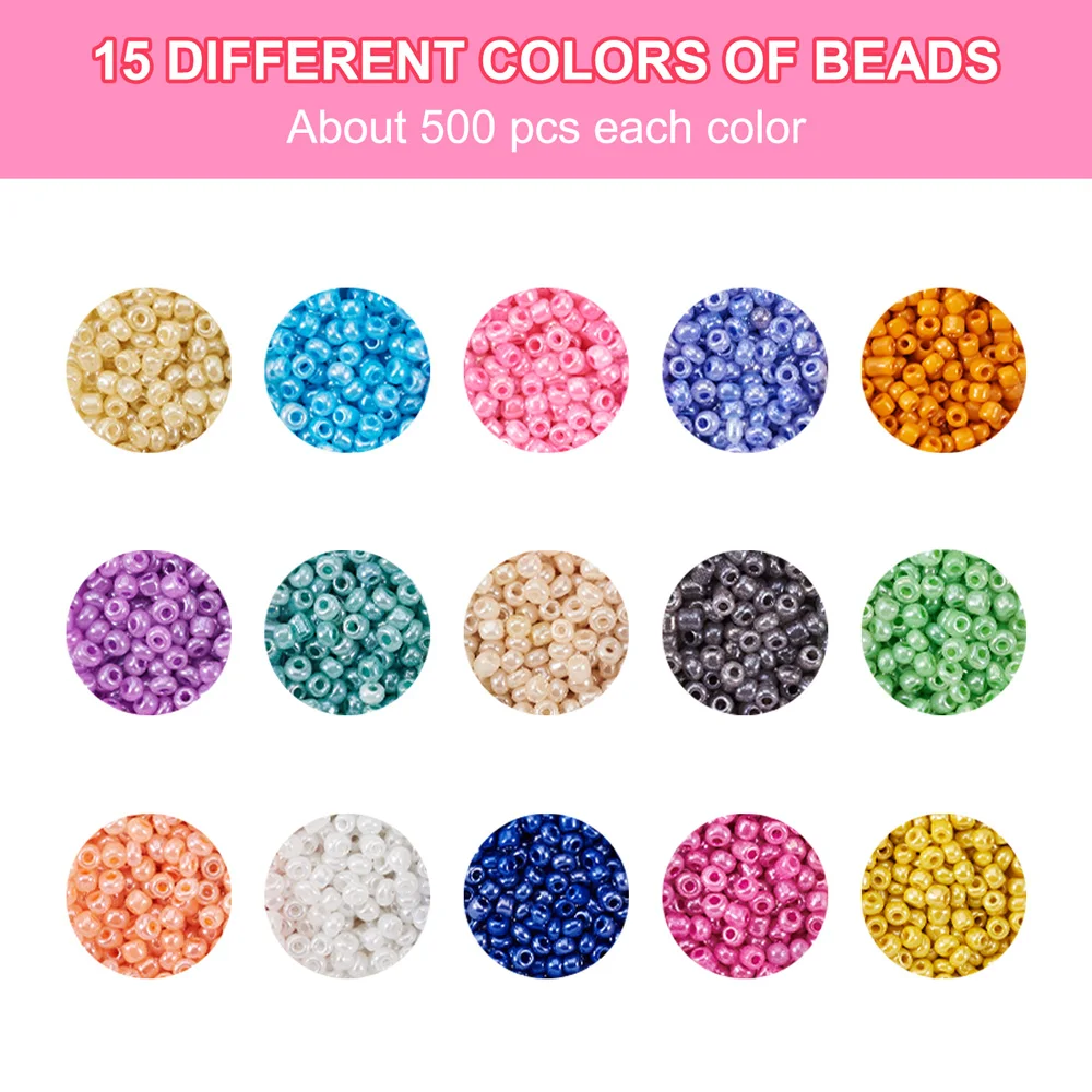 8/0 Glass Seed Beads Ceylon Round Spacer Beads 15 Colors for Bracelet Necklace Jewelry Making Bead Crafting about 7500pcs/Box