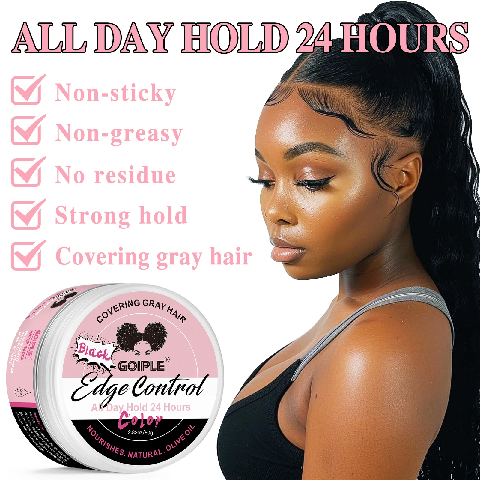 GOIPLE Edge Control Gel for Covering Gray Hair Filling In Thin Areas Black Styling Wax Strong Hold Broken Hair Finishing Pomade 5