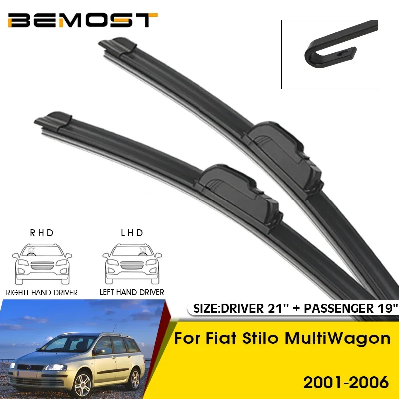 

Автомобильные щетки стеклоочистителя для Fiat Stilo MultiWagon 2001-2006, лобовое стекло, лобовое стекло, щетки переднего стекла 21 + 19 дюймов, автомобильные аксессуары
