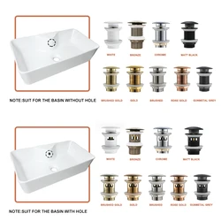 Bathroom Sink Stopper Washbasin Pop Up Drain Plug Cover Waste Pipe Drainer With Or Without Overflow For Bath Accessories