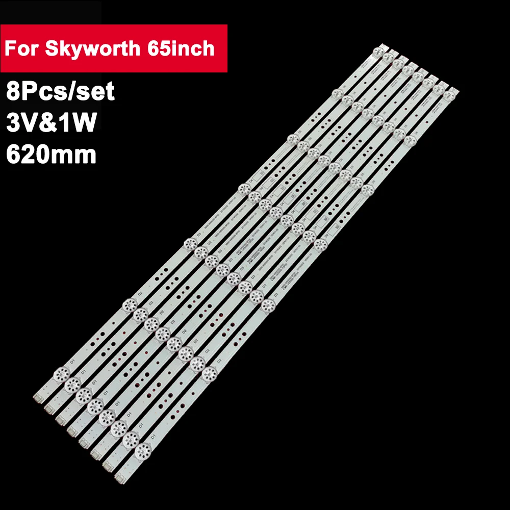 

8pcs Led Backlight Strips For Skyworth 65inch 5800-W65000-8P00 SW65D07-ZC62AG-01 65E33A 65K5CD 65A5 65A4 65G20 65K5N 65M0 65P50