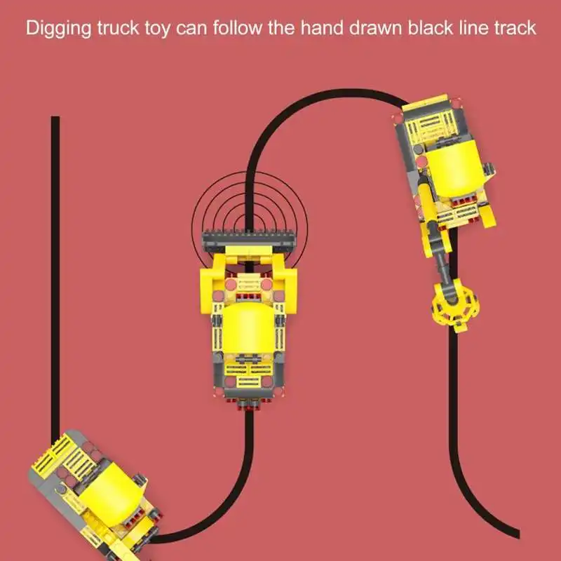 Digging Truck Toy Inductive DIY Assembly Electronic Vehicle Excavator Construction Toy for Children