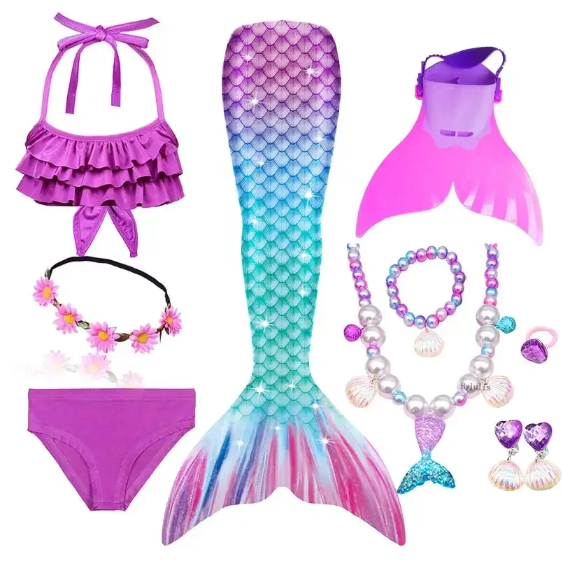 Mermaid Costume Girls Swimming Tails For Costume Kids Children Can Add Monofin Fin Cosplay