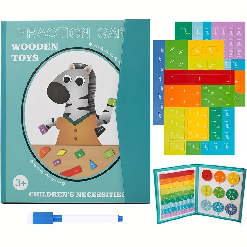 Children Magnetic Fraction Learning Math Toys Wooden Fraction Book Set Parish Teaching Aids Arithmetic Learning Educational Toys 5