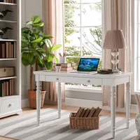 Computer Desk with Center Drawer, Traditional Turned Legs for Office, Dormitory, Bedroom, Living Room, Writing Desk 1