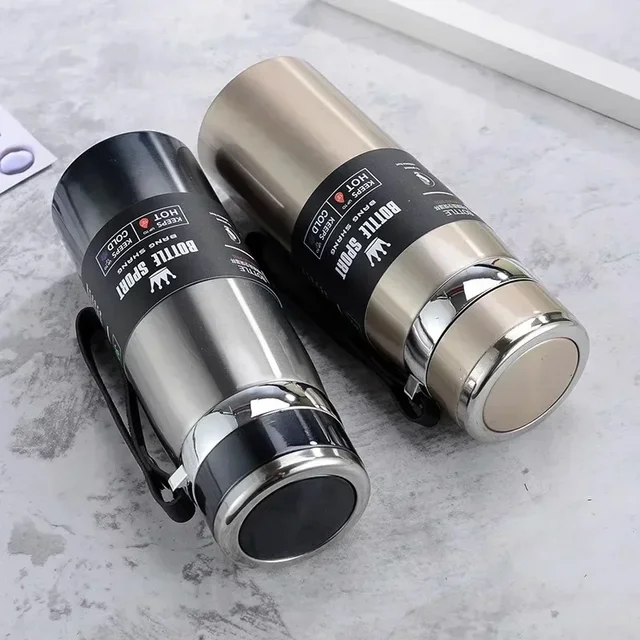 Thermos Bottle 1L Thermal Water Bottle Stainless Steel Insulated Cup Gradient Color Lid Strap Travel Outdoor Sports Wholesale 5