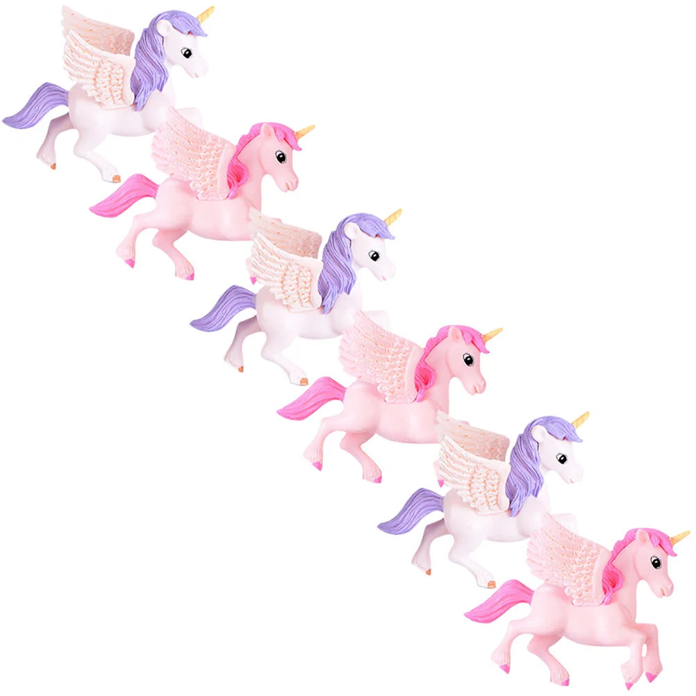 

6pcs Mini Unicorn Ornaments Miniature Animals Figurines Garden Unicorn Models