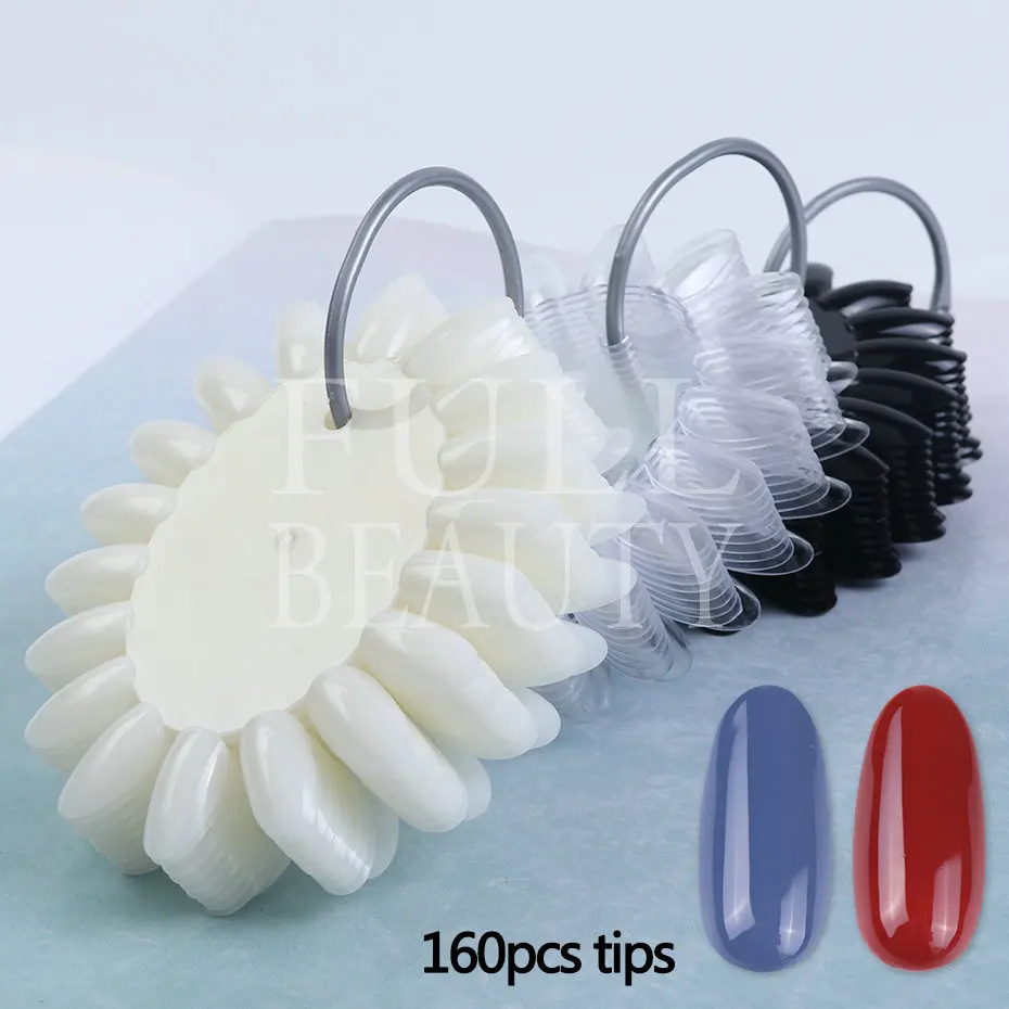 Fake Nails 160pcs Oval Shape Nature Clear Black Nail Art Polish False Tips for Manicure