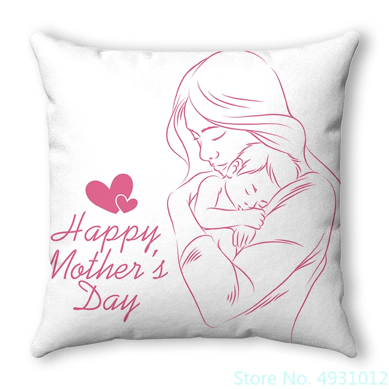 

Happy Baby Mother's Day Cushion Cover Pillow Case Sofa Car Decorate Polyester 45x45cm Nap Pillowsham Baby Kids Gift