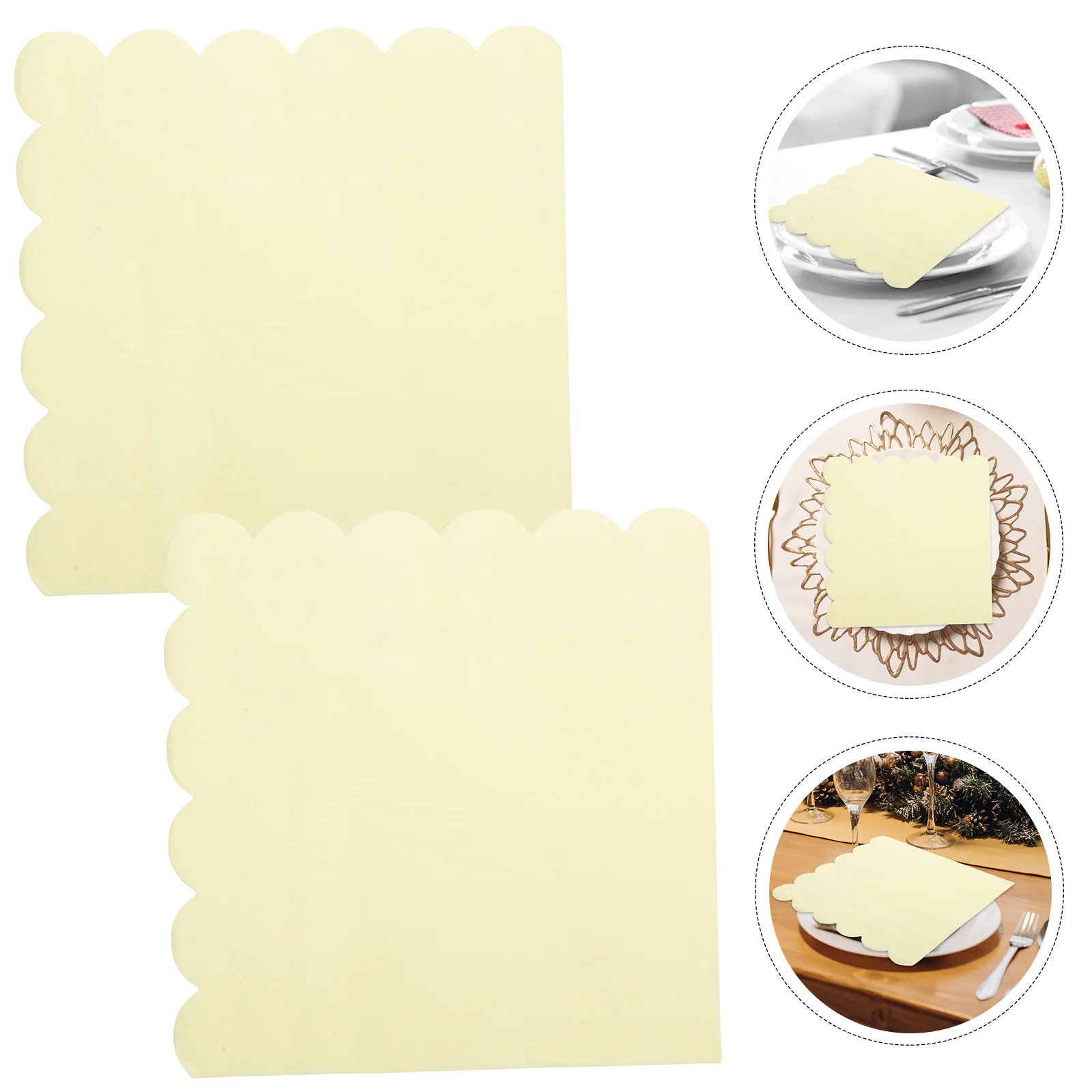 

20 Sheets Paper Napkin Scalloped Edged Dessert Napkins Party Serviettes Napkins for Festival