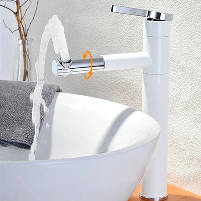 Bathroom Stainless Steel Basin Sink Faucet Cold and Hot Water Tap 360° Swivel Single Handle Household Washbasin Spout