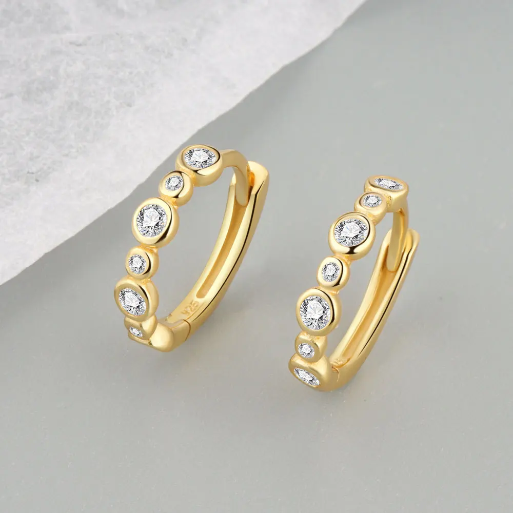 small trendy earrings LIVVY Silver Color Korean Stylish Round Zircon Link Hoop Earrings Women Simple Fashion High Quality Exquisite Jewelry trendy metal earrings