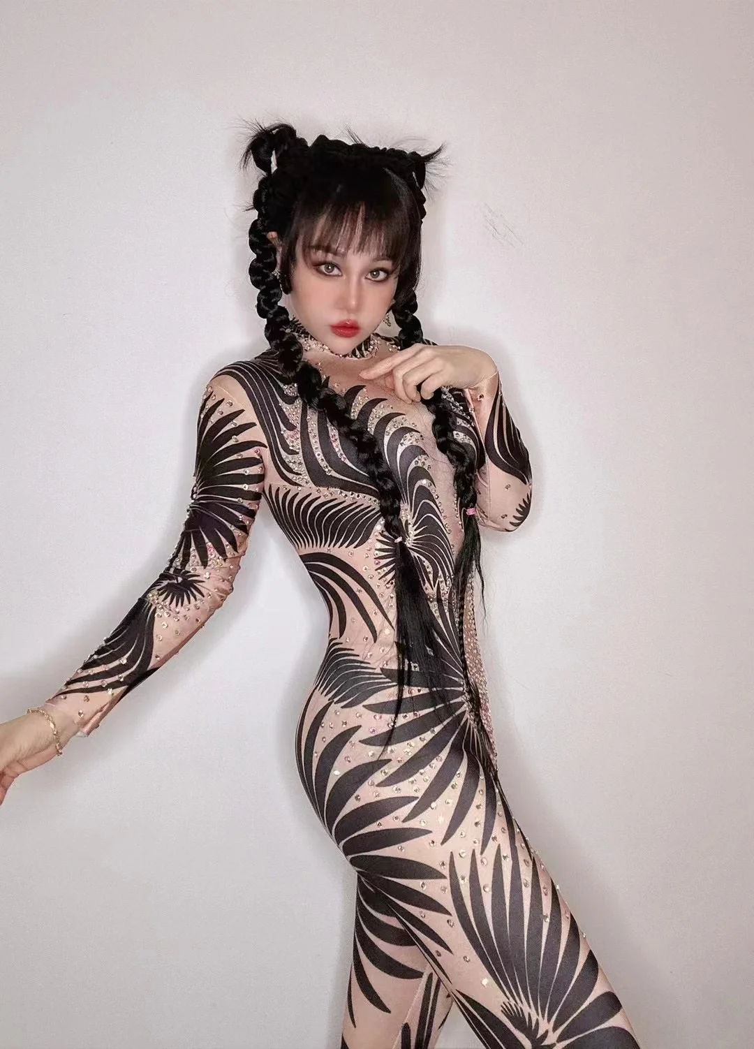 Women Dance Performance Costume Female Stage Wear Party Nightclub Outfit Sparkly Rhinestones Jumpsuit rhinestones dress