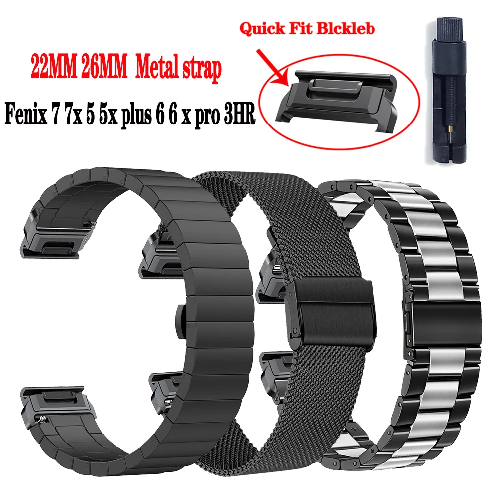 Cinturino Sportivo In Acciaio Inossidabile Da 26Mm 22Mm Per Garmin Fenix 7X 7 6 5 Solar Fenix6 5/Epix/Instinct 2/Cinturino Per Cinturino Descent Mk2I