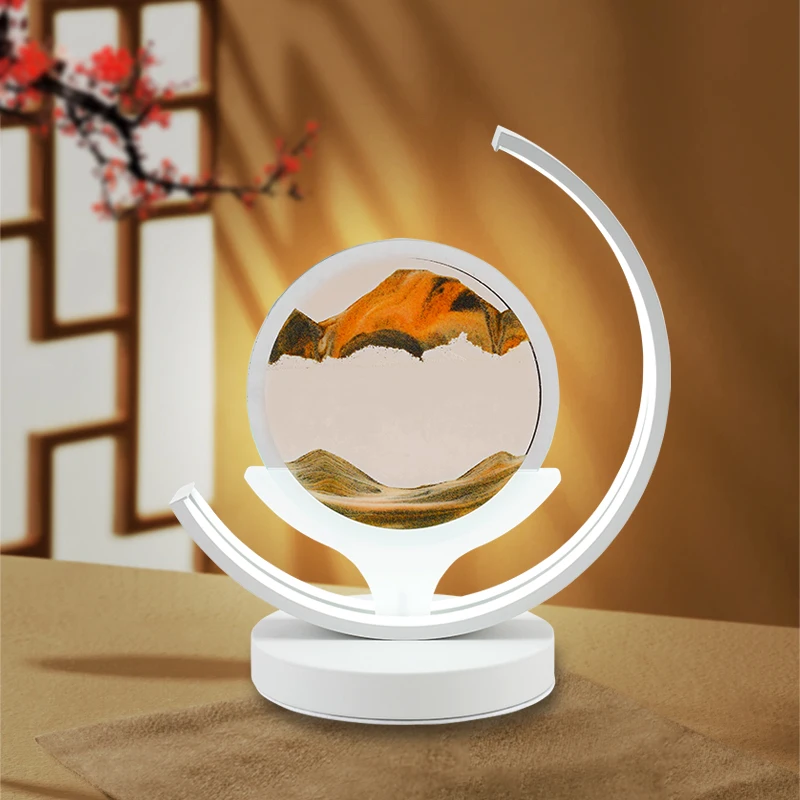 Office Desktop Decorative Frosted Glass Landscape Night Lamp Nordic Creative Light Luxury Quicksand Painting Decoration Lamp