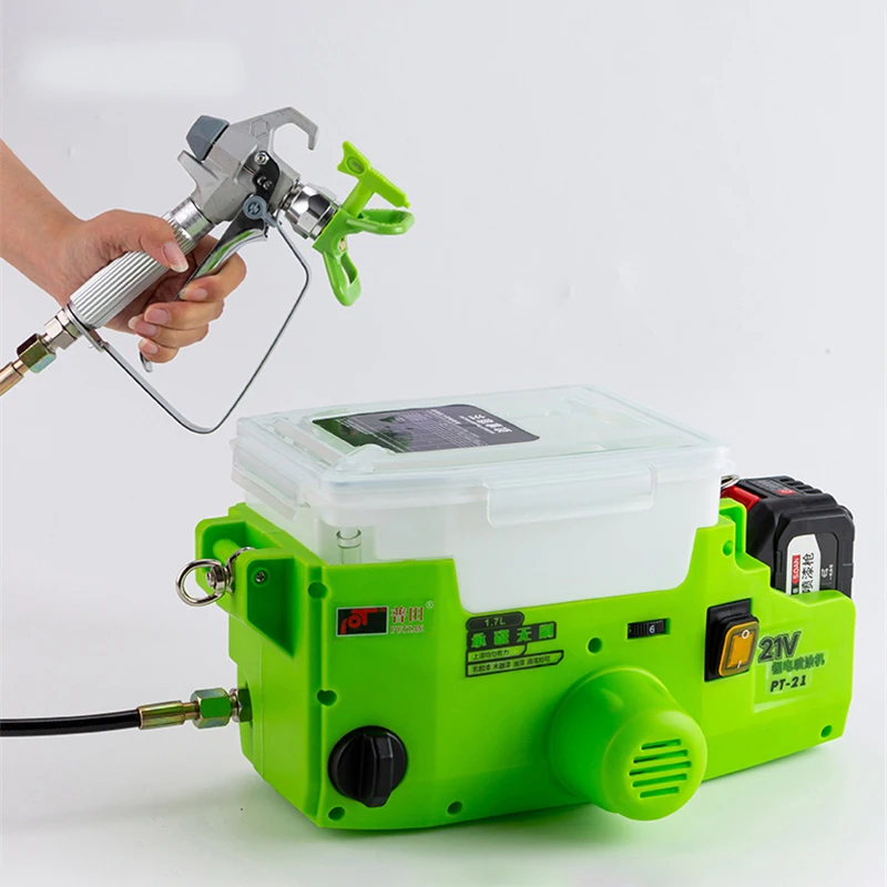 Pulverizador de pintura sin aire, máquina con correa trasera, pistola de pulverización eléctrica portátil, aerógrafo de pintura de alta potencia para el hogar, batería de litio, 1.7L