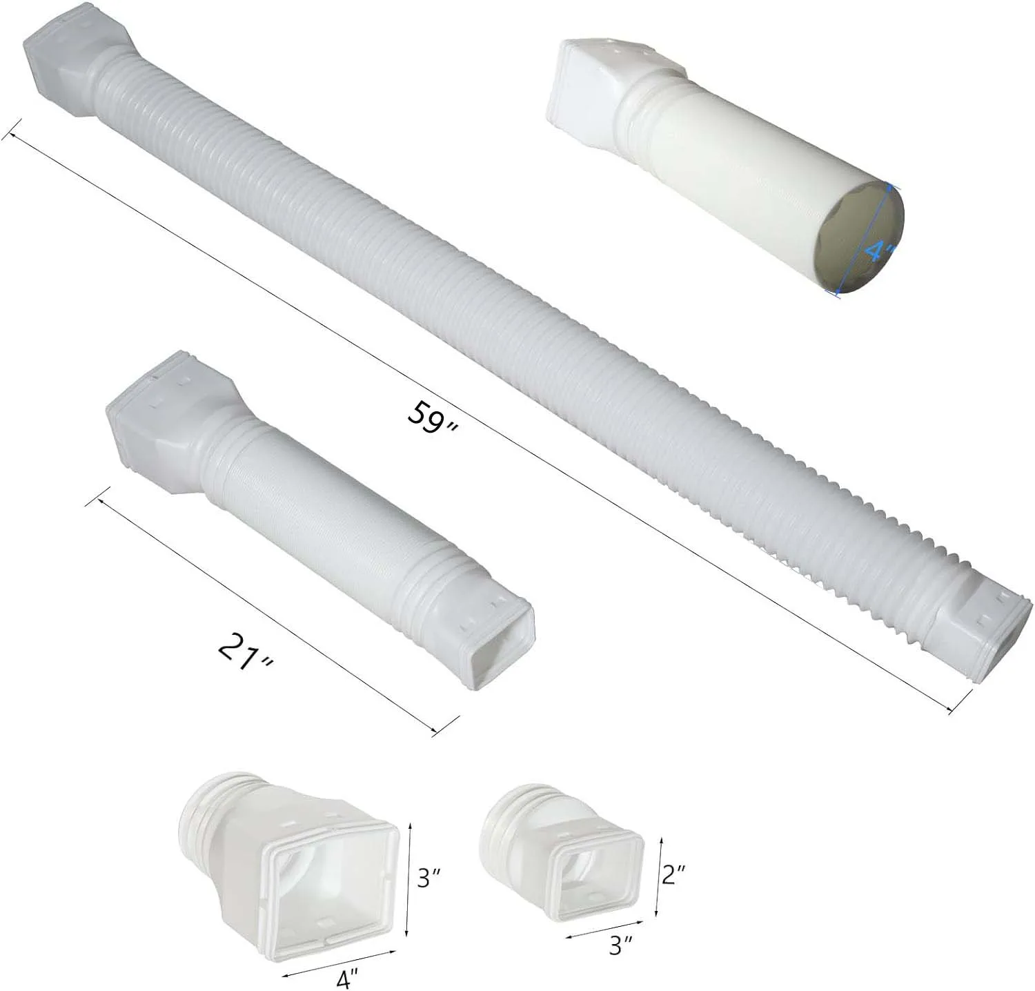 White-2pack Rain Gutter Downspout Extensions Flexible Drain Downspout Extender Down Spout Drain Extender Gutter Connector