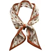 New Checkerboard Print Women Small Silk Scarf Handle Bag Ribbons Female Head Scarves Sharp Angle For Women  100*9cm 5
