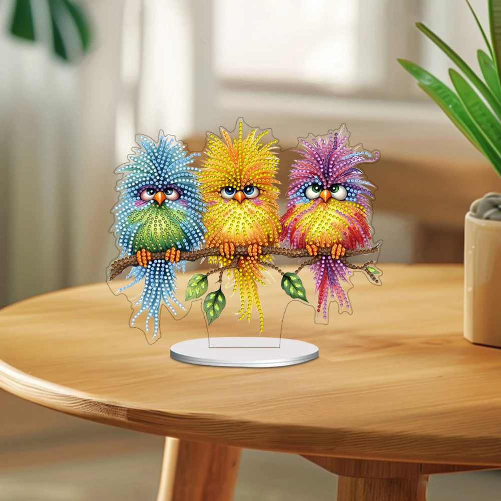 Special Shaped Bird On Branch Table Top Diamond Painting Ornament Kits Diamond Painting Desktop Ornaments Kit for Office Decor