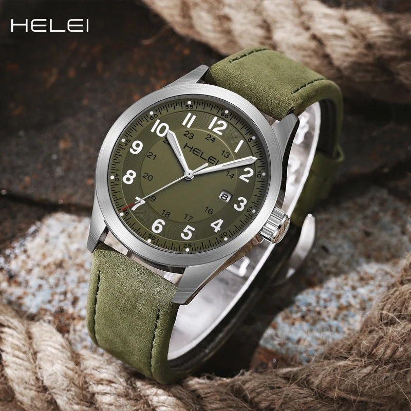 HELEI Hot Model 2024KHAKI FIELD Wild Series Casual Fashion Multifunction Quartz Movement Men's Quartz Watch Men's Watches