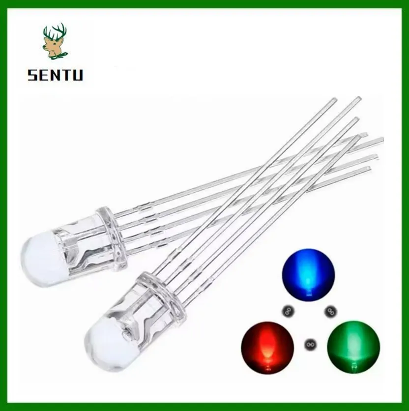10pcs 5mm RGB LED Common Cathode / Common Anode Tri-Color Emitting Diodes f5 RGB Diffused / Transparent Highlight for arduino
