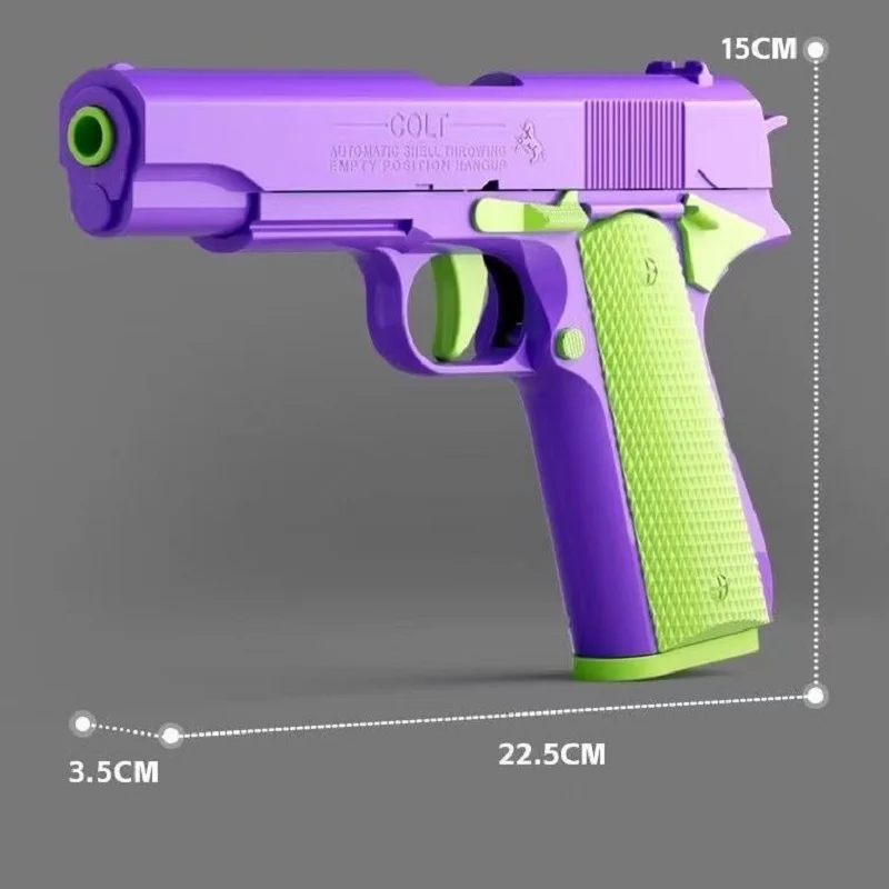 Luminous 1911 Continuous Shell Throwing Model Simulation Kids Toy Guns Empty Magazine Hangs Up Decompression Boys Plastic Pistol 6