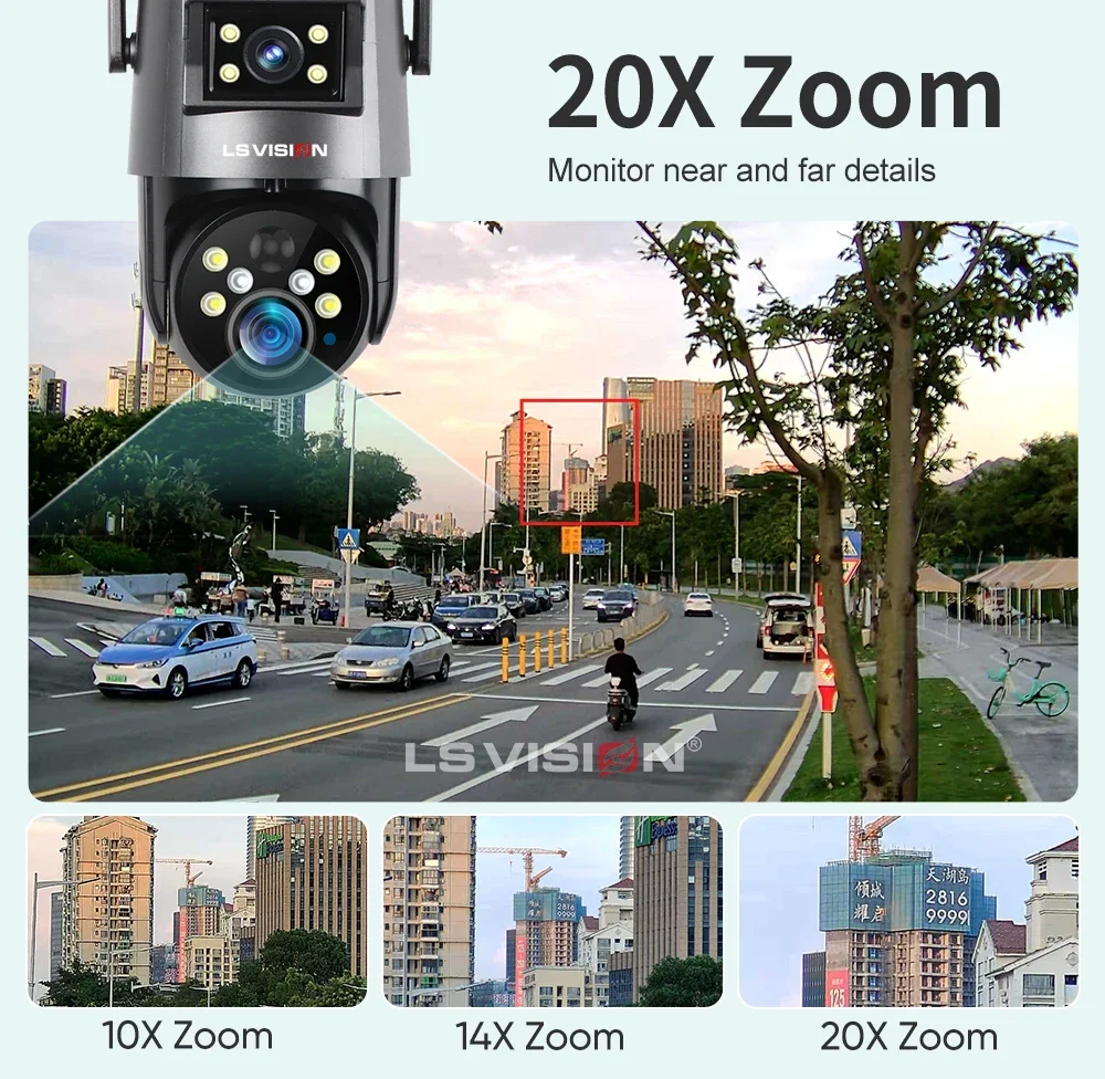 4K 8MP UBOX Solar Camera 4G SIM/WiFi 20XOptical Zoom 2-Screens Sloar Battery IP
