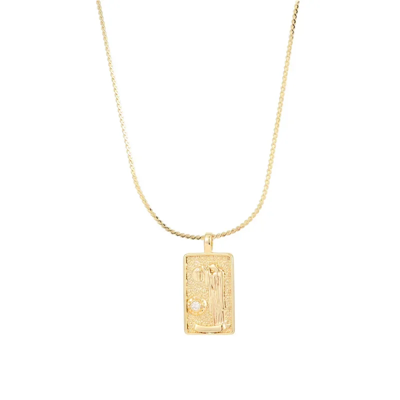 

Luxury Gold Tarot Pendant Necklace Premium Collarbone Chain Men Women Jewellery