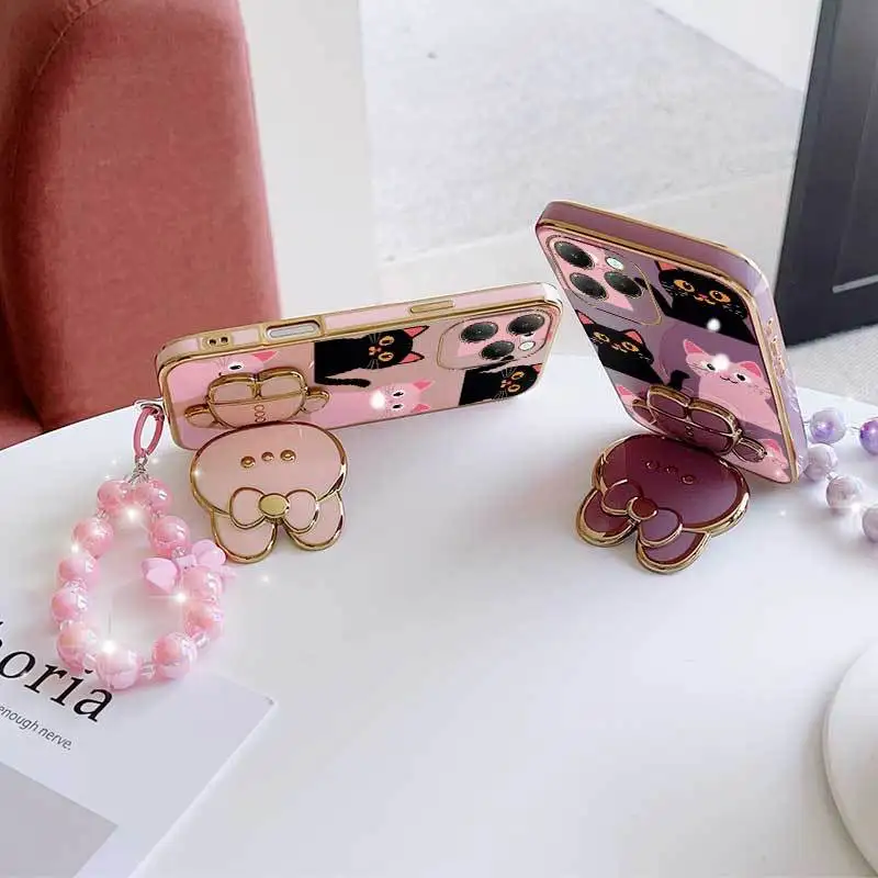 Romantic Love Phone Case Set with Lanyard & Rabbit Stand (3pcs)