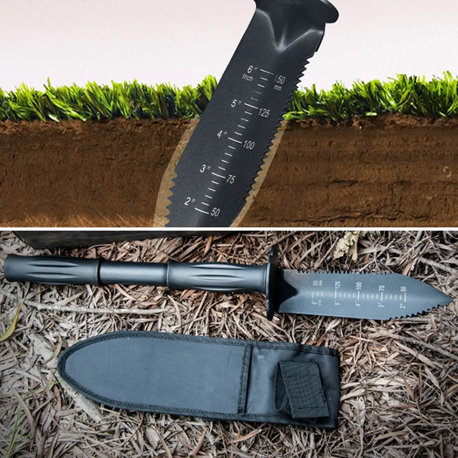 Metal Detector Digging Tools Serrated Edge Digger With Sheath Stainless Steel Garden Shovel Knife Extended Handle Camping Supply 4