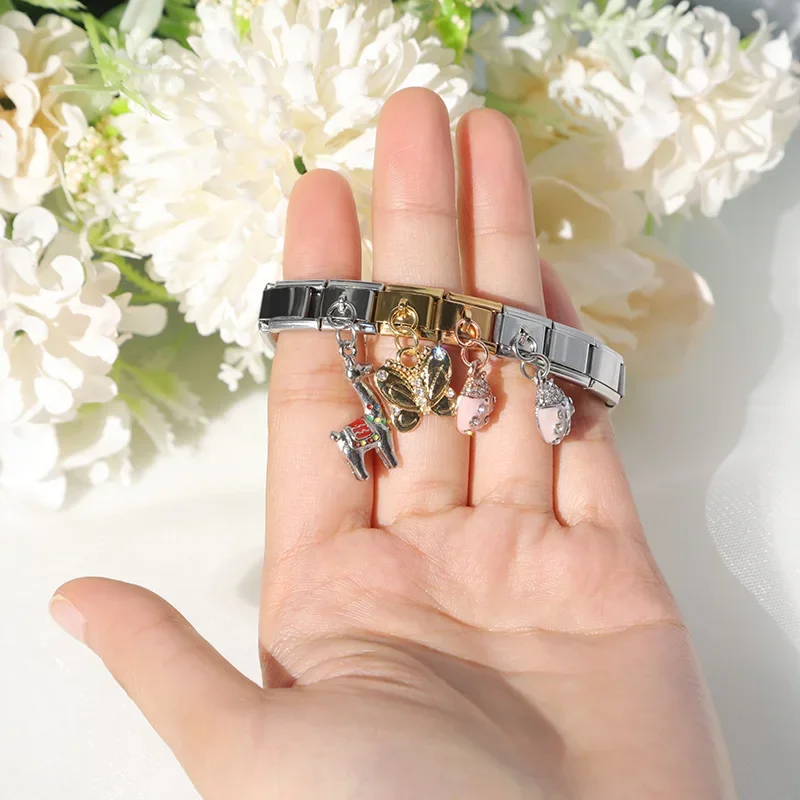 Charm Bracelet 9mm Width Original Daisy House Bees Eye Butterfly Italian Charm Fit Bracelet Stainless Steel Jewelry Making