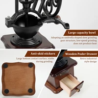 Creative wooden retro coffee grinder with adjustable multi-purpose antique style household manual coffee grinder 3