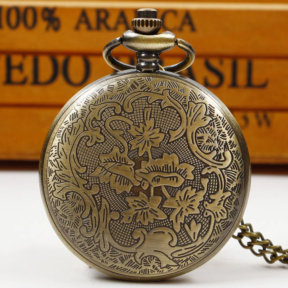 Bronze Antique Retro Pocket Watches Collection Personalised Practical Popular Gifts Necklace Chain Clock relogio masculino