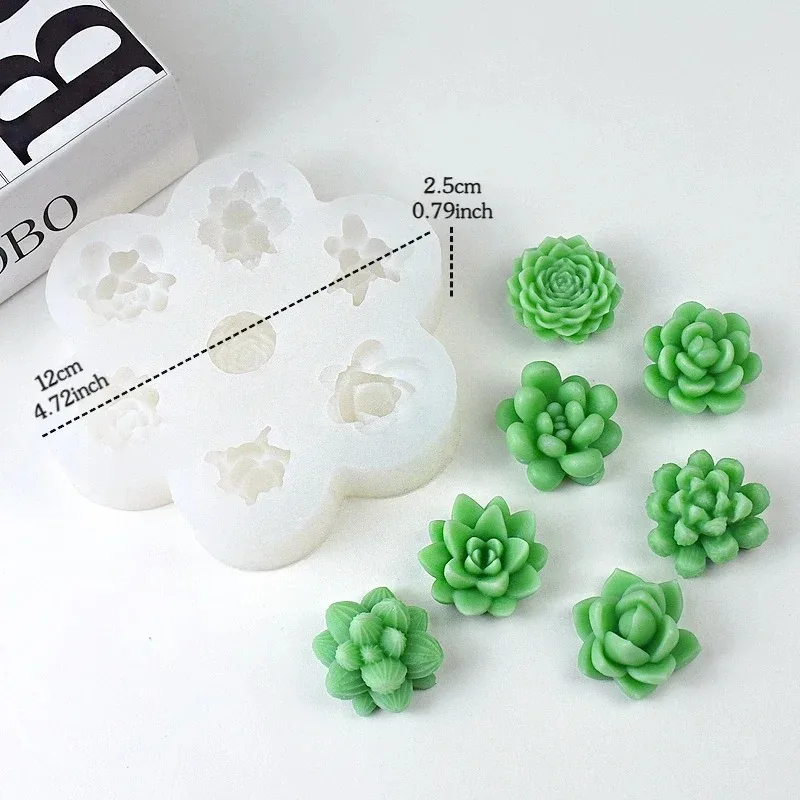 7 Succulent 3D Flowers Candle Mold 2