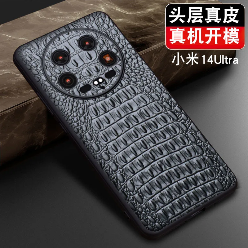 Hot Luxury Genuine Leather Wallet Business Phone Case For Xiaomi Mi 14 Ultra Magicv Cover Credit Card Money Slot Cover Holster