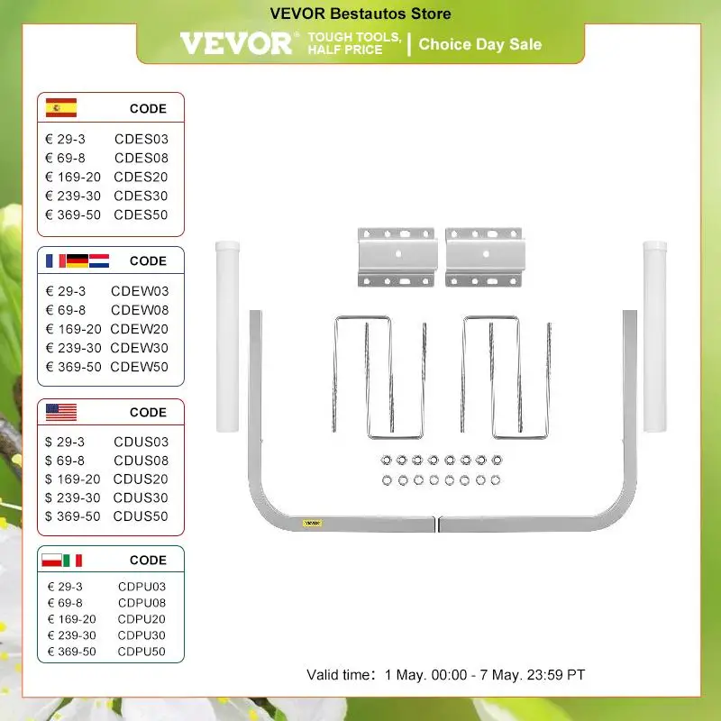 

VEVOR Boat Trailer Guide-ons 22" / 40" / 48" / 60" Steel Trailer Post w/2PCS PVC Tube Covers & Boat Accessories w/Mounting Parts