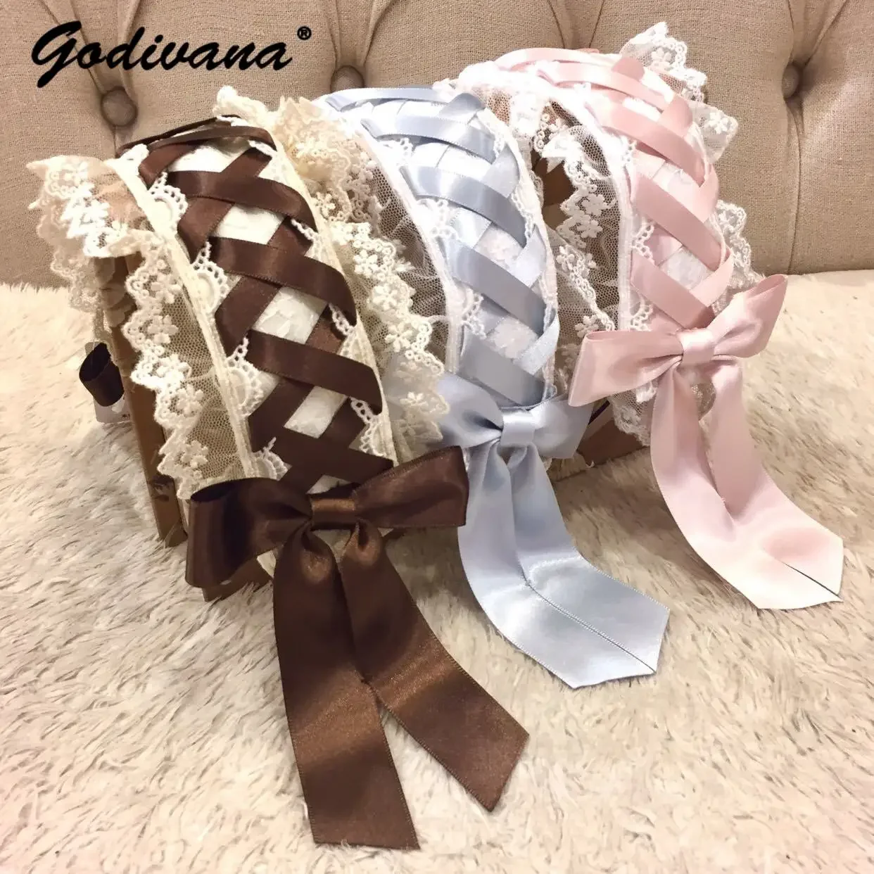 Japanese Style Lace Lace Maid Cute Style Series Headband Sweet Kawaii Girls Clothing Accessories Lace Bow Hair Headwear