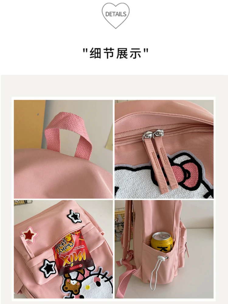 Hello Kitty Cute Cartoon Backpack Women's 2024 New Cute Backpack Female Middle School and HighSchool Students Fashion School Bag