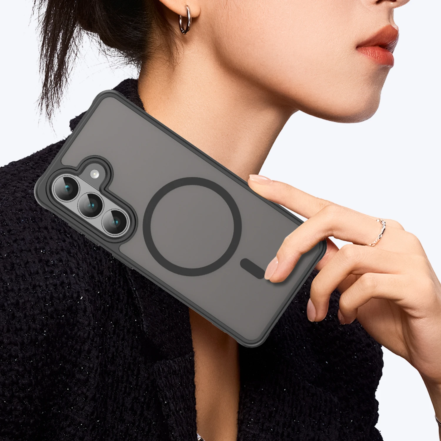 Luxury Frosted Translucent Magnetic Armor Phone Case Cover