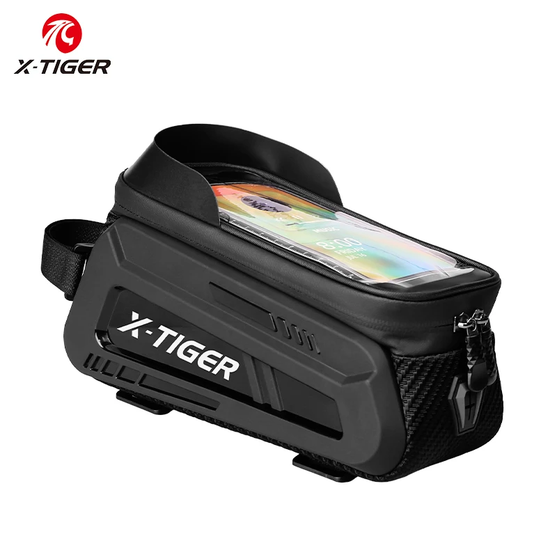 X-TIGER 자전거 탑 튜브 백, 자전거 폰 프론트 프레임 백, TPU 스크린 방수 백, 6.7 인치 아이폰 13,14,15 프로 미만 휴대폰용