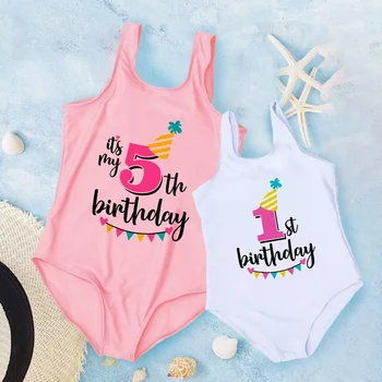 È il mio 3° compleanno Costume da bagno per ragazze Compleanno Principessa Costume intero Costumi da bagno Bikini per bambini Piscina per bambini Abiti da festa Abiti da bagno 1