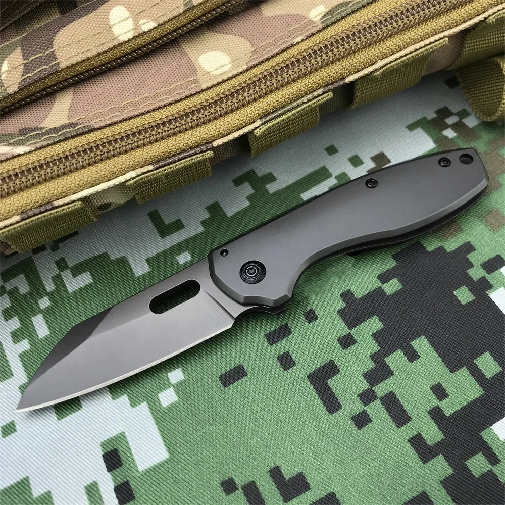 Description Picture 3 of itemBK DA103 Small Pocket Folding Knife 440 Grey Titanium Blade All Steel Handle Self Defense Outdoor Camping Hunting Knives