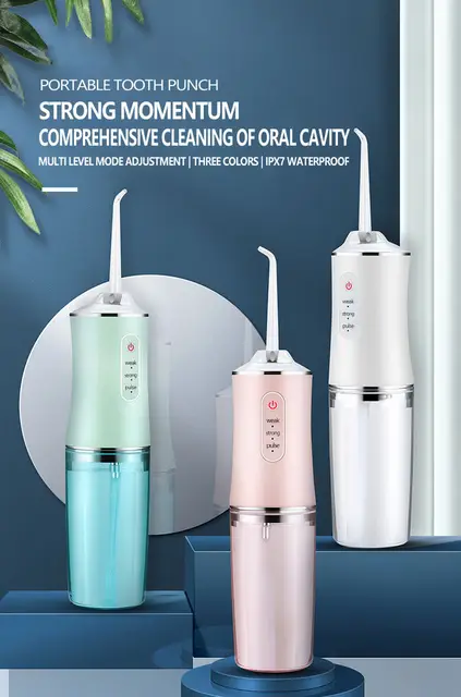 Oral Irrigator Portable Water Flosser, USB Rechargeable Water Jet Tooth Pick + 4 Jet Tip 3 Modes Waterproof Teeth Cleaner 4